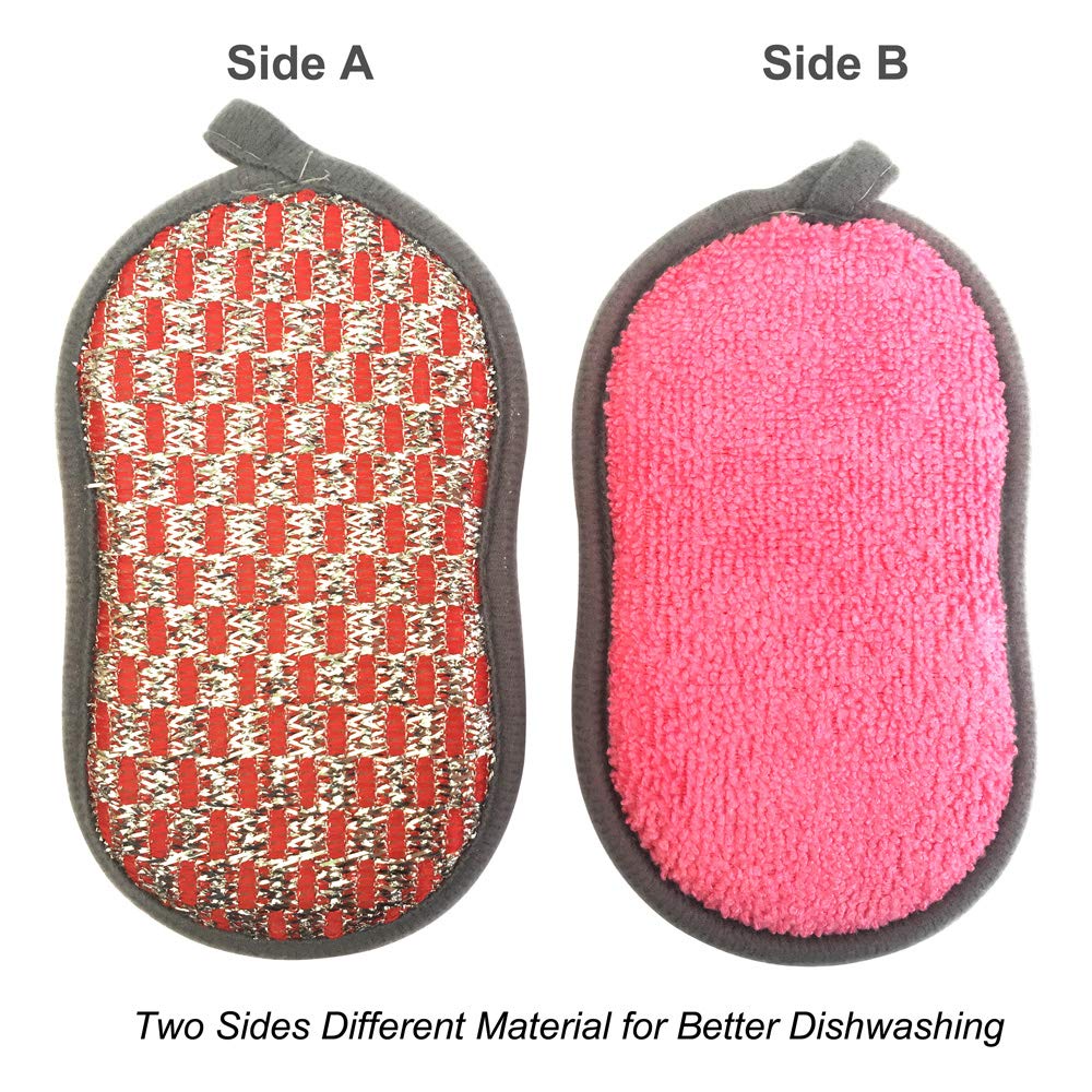 Scrub-it Multi-Purpose Non-Scratch Double-Side Double-Effect Microfiber Scrub Sponges for Kitchen with Heavy Duty Scouring Power - Effortless Cleaning