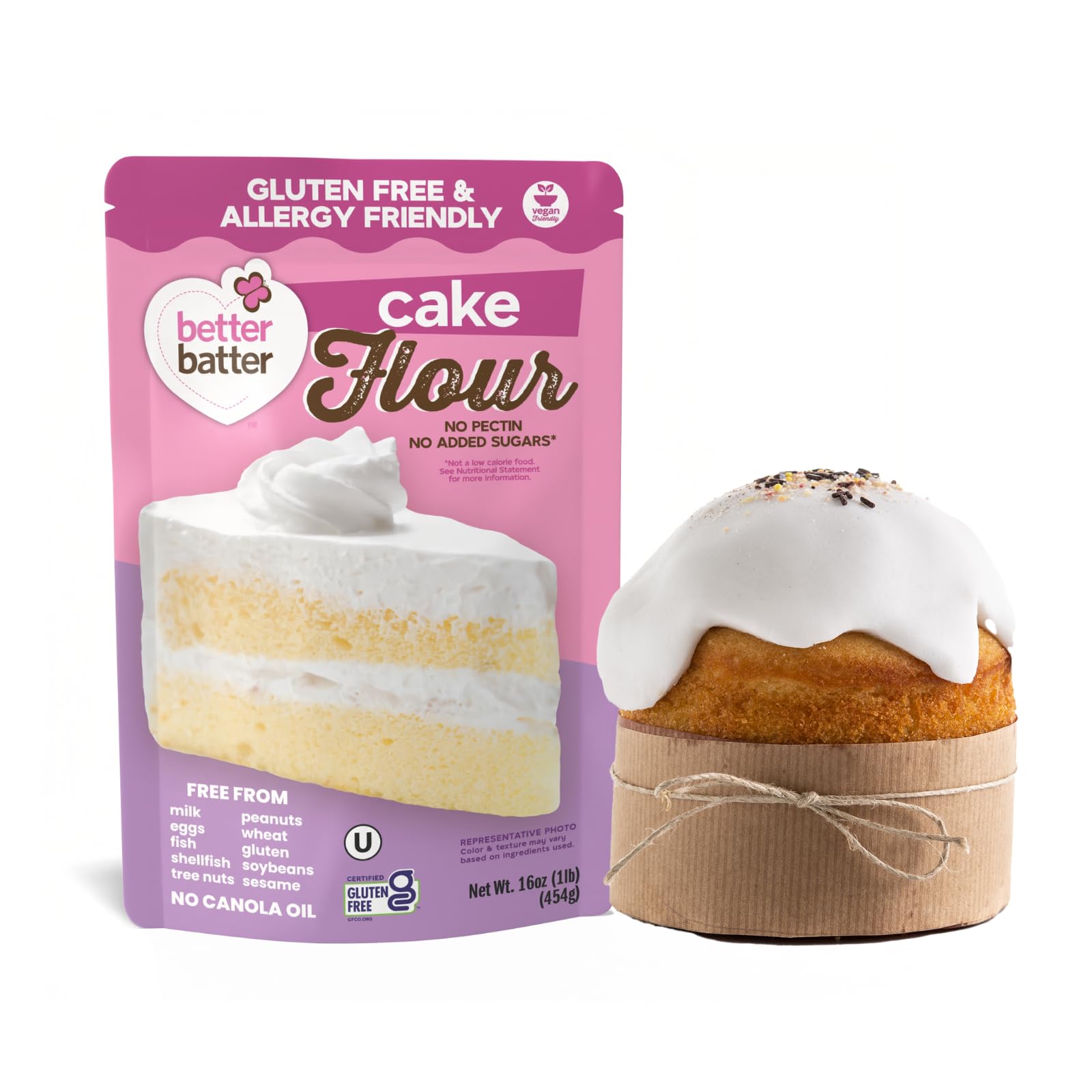 Better Batter Gluten-Free Cake Flour 1LB - Certified GF, Top 9 Allergen-Free, Vegan & Kosher Baking Mix - Premium Blend for Cakes, Quick Breads, Pancakes & Waffles - Smooth Texture, Rich Flavor, Safe for All Diets
