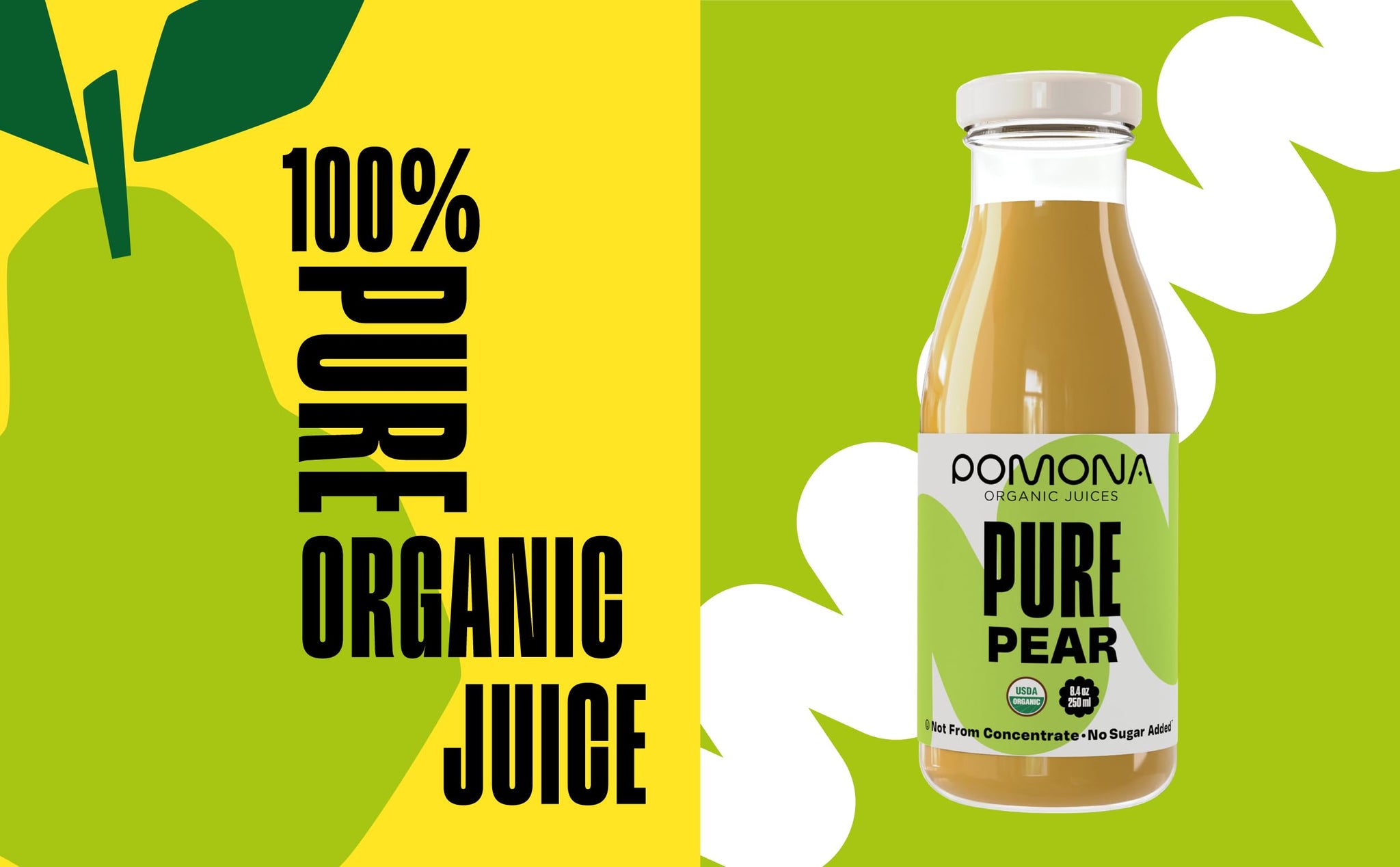 Pomona Organic Pear Juice, Cold Pressed USDA Organic Juices, Pears And Lemon Juice, No Added Sugar, Not From Concentrate, Vegan, Kosher, Non GMO