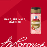 McCormick Finishing Sugar, Strawberry, Sweet Strawberry Flavor, Perfect For Adding A Fruity Sweetness to Breakfast Items, Sprinkle on Baked Goods or Stir into Beverages, 3.67 oz