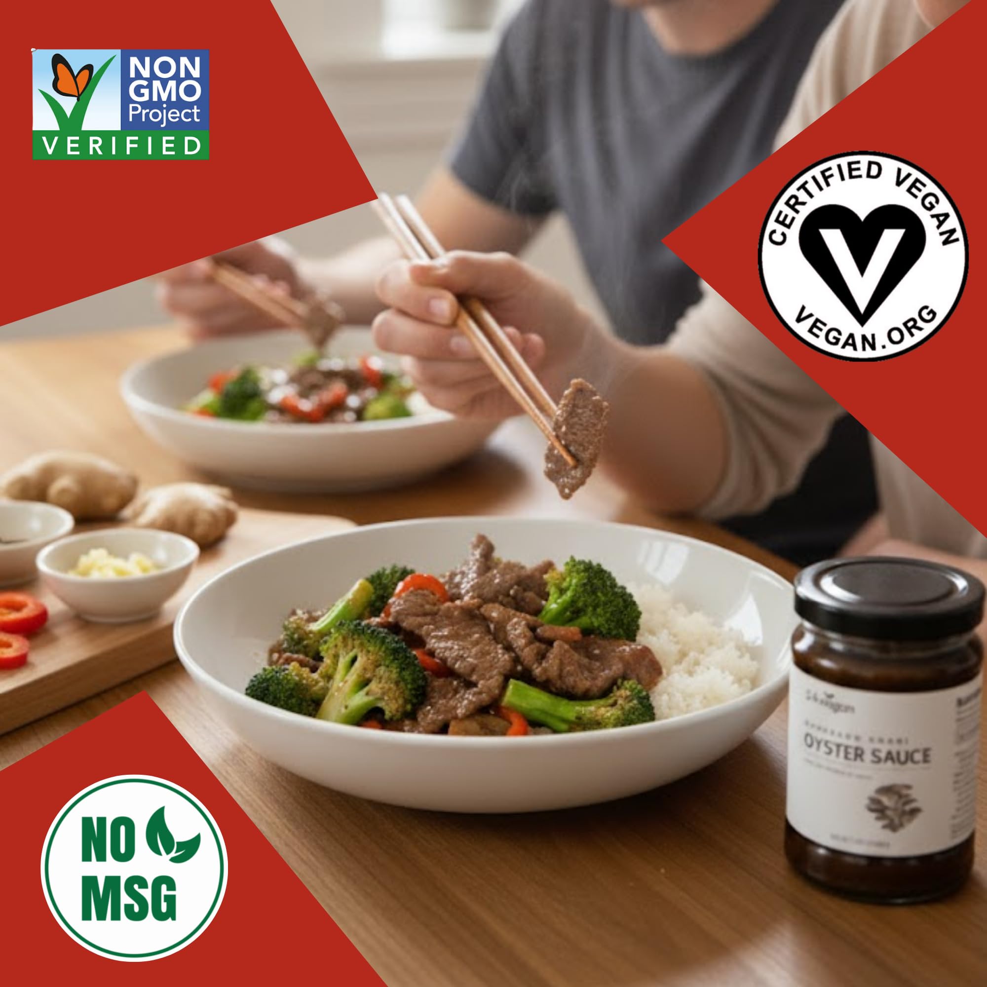 24Vegan - Vegan Oyster Sauce, Gluten Free, NON-GMO Oyster Mushroom Umami Sauce - Low Sugar, No MSG Added, All Natural Vegetarian Oyster Sauce (7.5oz)