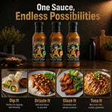 B'Cubs® Voodoo Peanut Sauce MEDIUM Bold, Nutty, Sweet with a Spicy Kick, Versatile Dip, Drizzle, Marinade & Stir Fry 2 Pack (2 x 12oz Glass Bottles)