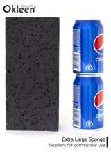 Okleen Big Sponge. Made in Europe. 6 Pack, Black. 8.9x4.3x2.4 Inch Extra Large Odorless Commercial Sponge for All Purpose Cleaning