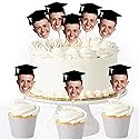 Big Dot of Happiness Grad Cap Fun Face Cutout Dessert Cupcake Toppers - Custom Graduation Photo Head Cut Out Clear Treat Picks - Upload 1 Photo - Set