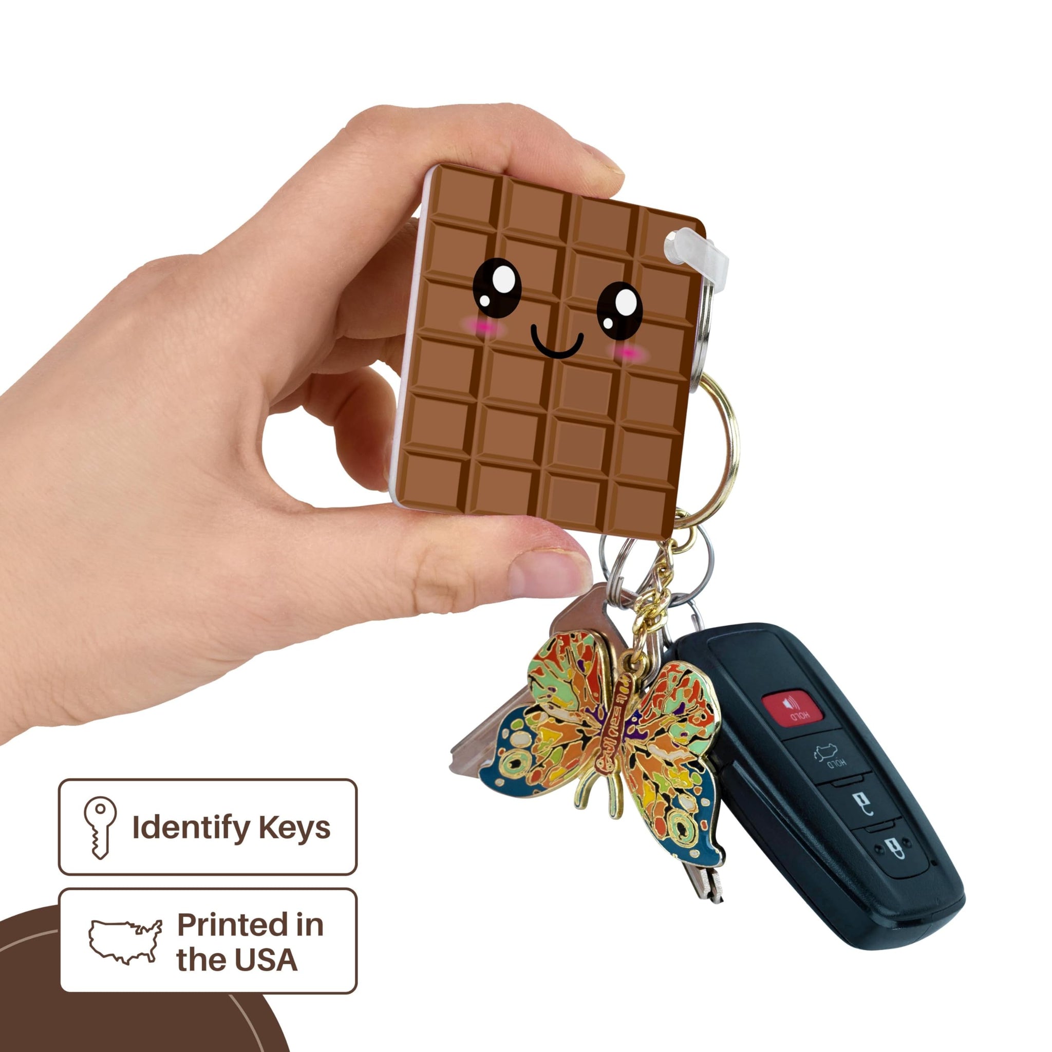 3dRose Kawaii Chocolate Bar Gift Set with Mug, Coaster, Card, and Keychain - Cute Present for Friends and Chocolate Lovers