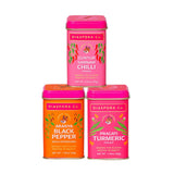 Diaspora Spice Co. Spice Trio Gift Set - Pragati Turmeric, Aranya Black Pepper & Guntur Sannam Chili - Premium Single-Origin Indian Spices for Cooking