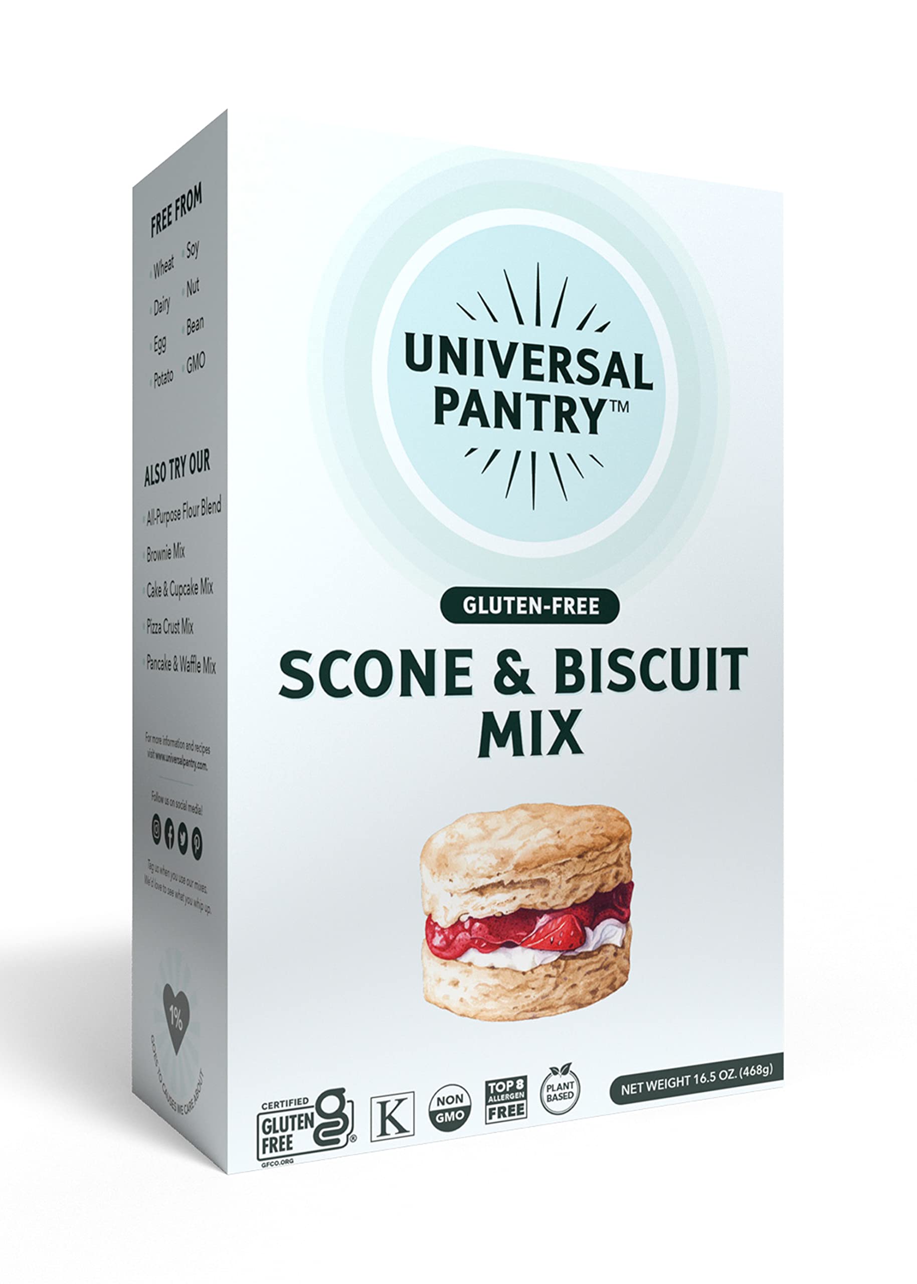 Universal Pantry Top 8 Allergen-Free Scone & Biscuit Mix. Vegan, gluten-free, dairy-free, egg-free, nut-free, soy-free, bean-free, potato-free, non