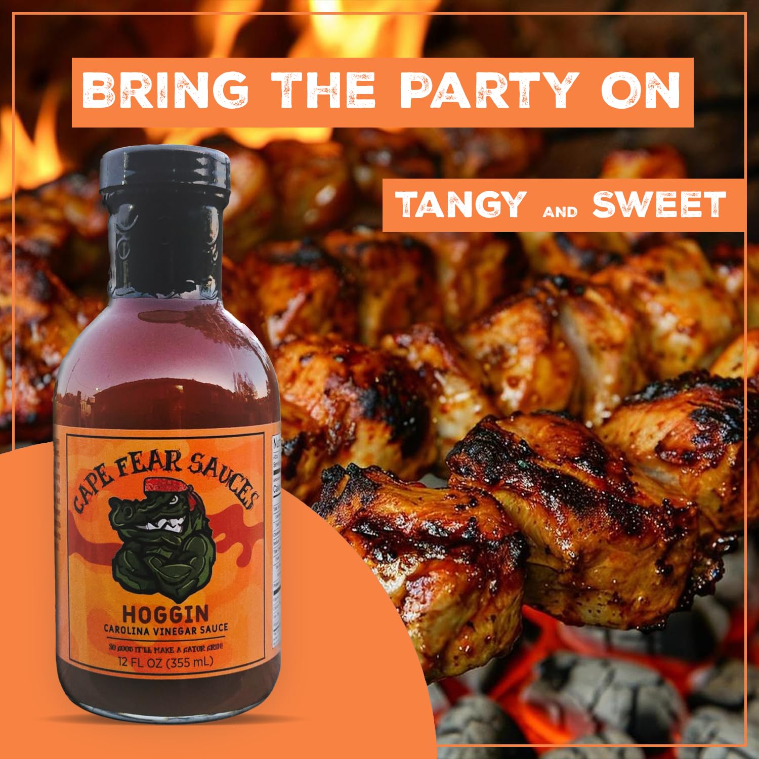 Cape Fear Sauces Hoggin Carolina Vinegar Sauce, 12FL OZ Perfect Tangy Vinegar Based BBQ Sauce for Pulled Pork, Ribs, and Chicken, Traditional Carolina