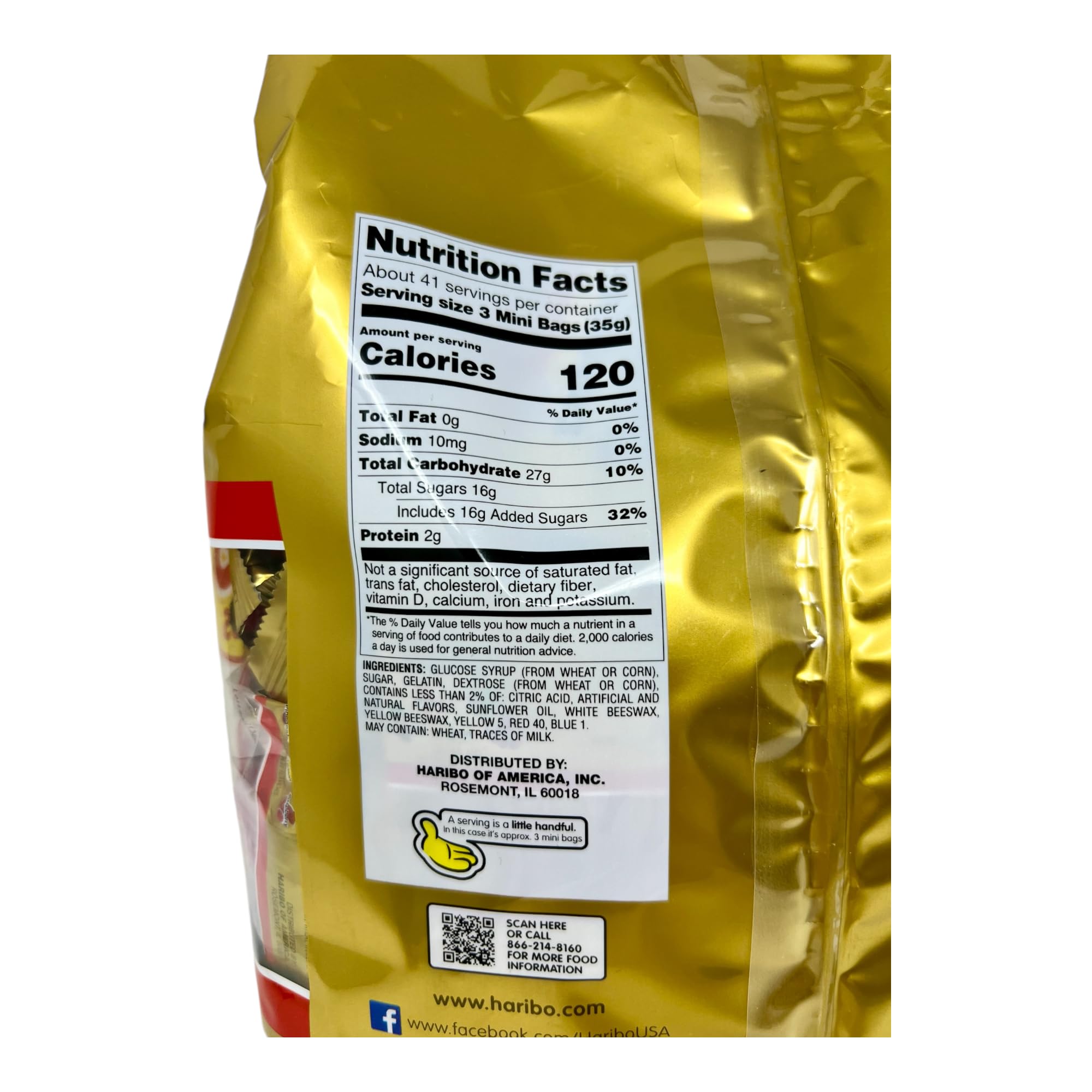 Haribo Goldbears Candy, 125 Treat Bags (50 OZ)