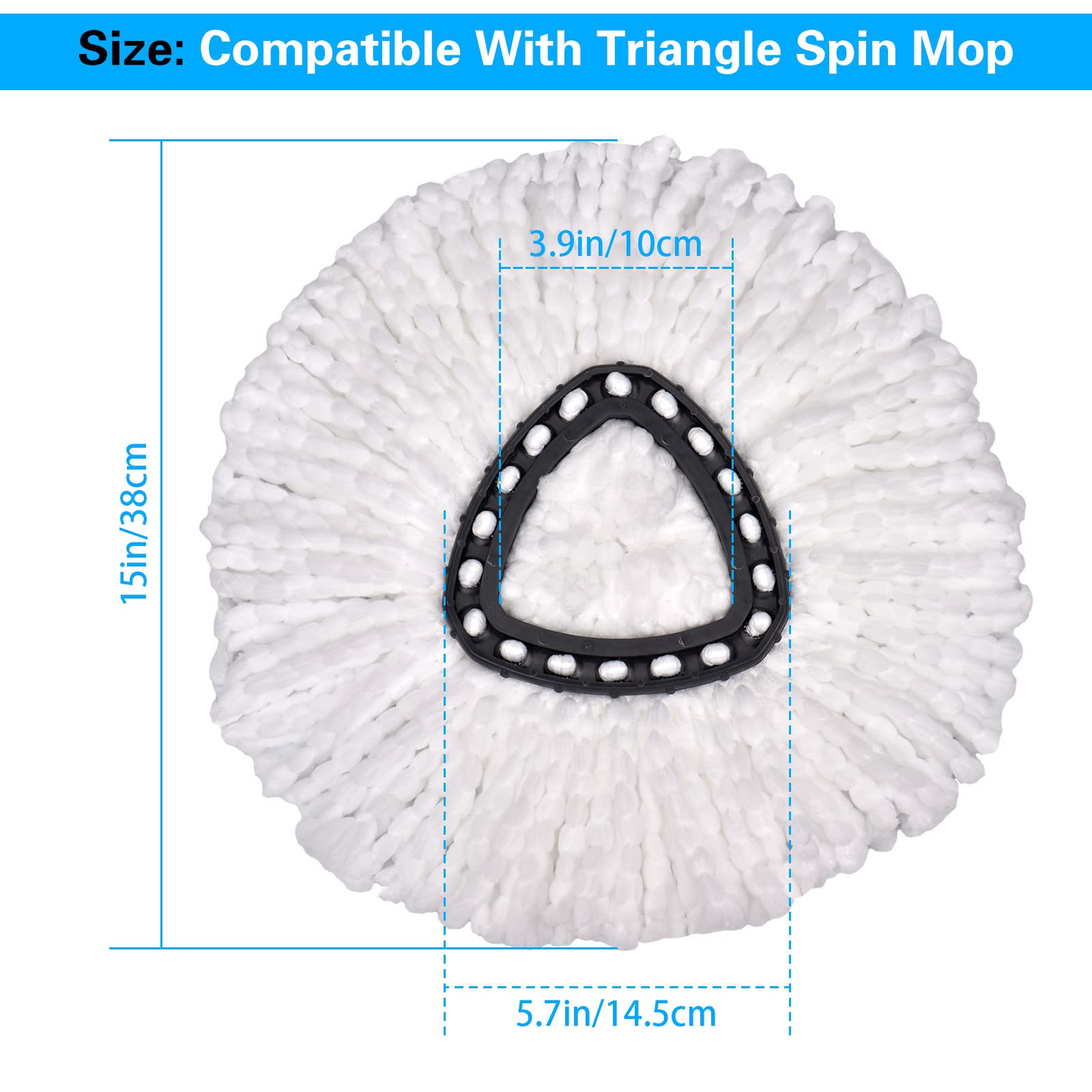 Spin Mop Replacement Head, 4 Pack Mop Replace Heads Compatible with 360 Degree Spin Mops, Microfiber Spinning Mop Refill, Easy Cleaning and Wring Spin