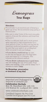 CELEBRATION HERBALS Lemongrass Tea Organic 24 Bag, 32Gm