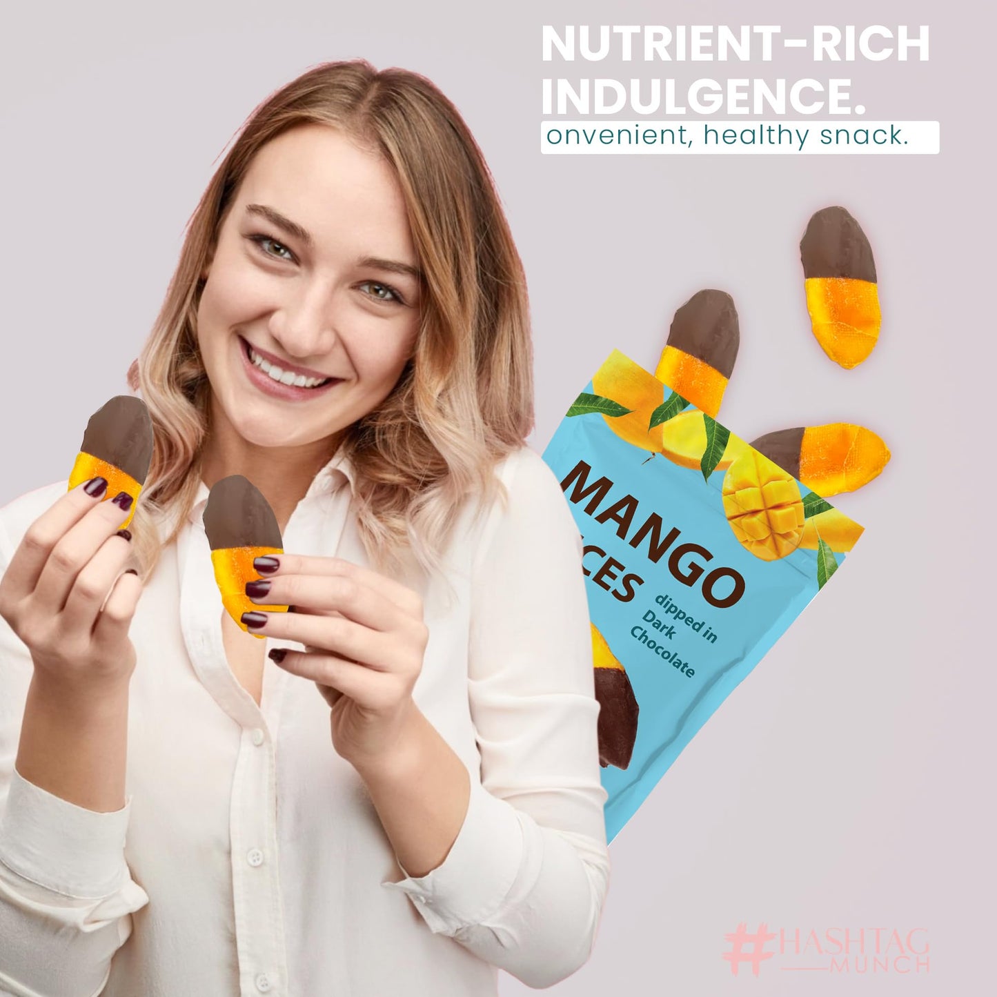 Premium All Natural Real Rich Dark Chocolate Dipped Tropical Mango Dried Fruit Slices 7oz Non GMO, No Added Colors Healthy Snacks Resealable Bag