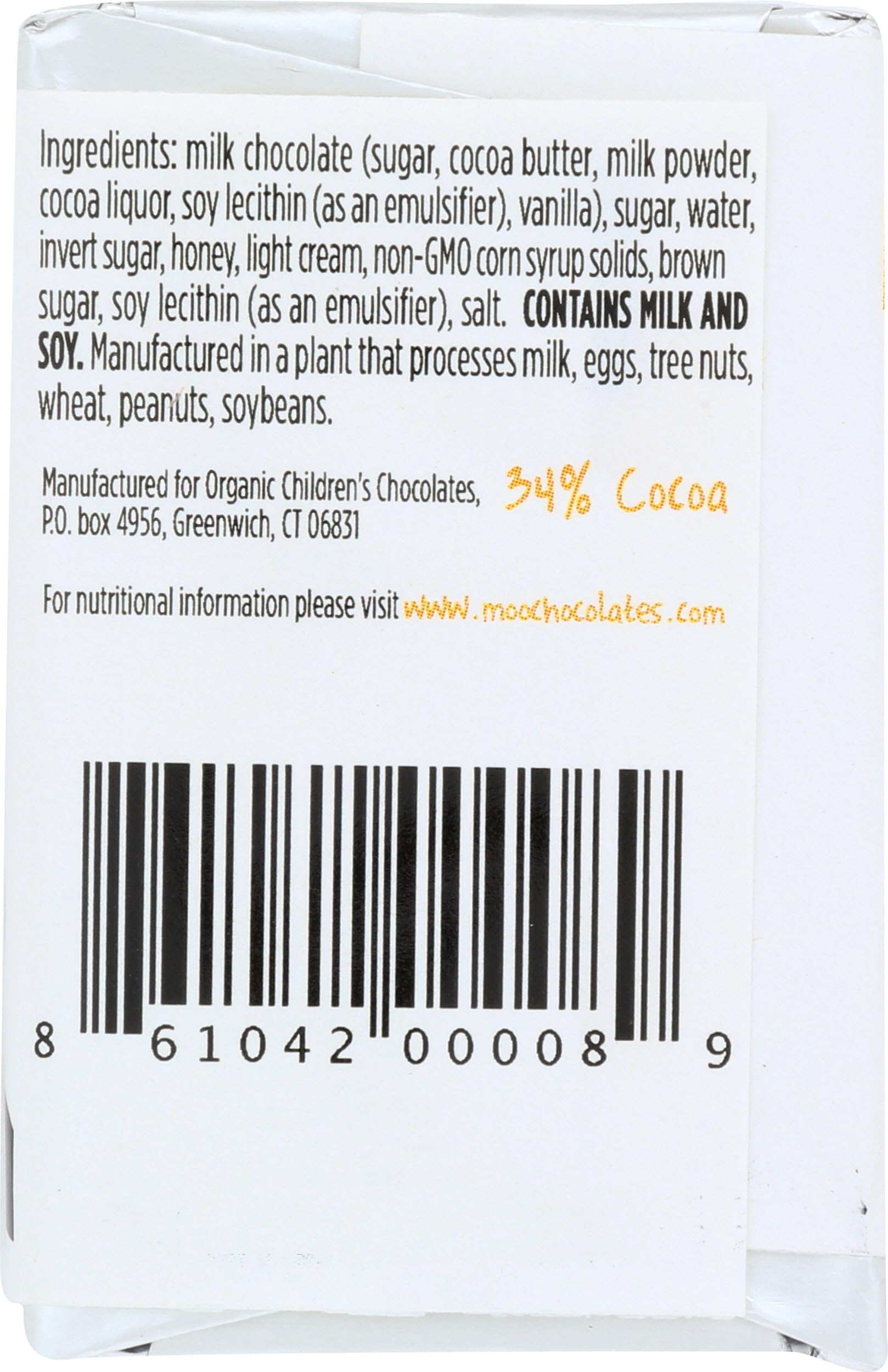 Moo Chocolate Mini Milk Chocolate Honey Caramel Bar, 0.7 OZ