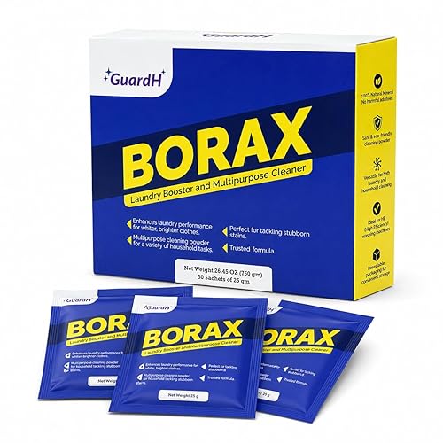 GuardH Borax Multipurpose Cleaner 750g 30 Sachets Natural Mineral Laundry Booster and Household Cleaning Powder for Stains Odor and Grout Eco-Friendly