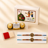 LoveNspire Designer Rakhi Gift Hamper for Brother & Bhabhi (2 Pcs) - Handmade Raksha Bandhan Bracelets with Chocolates & Roli Chawal for Good Luck