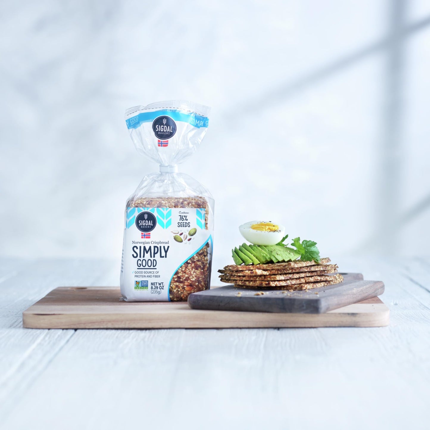 Sigdal Bakeri Simply Good Norwegian Crispbread | Good Source of Protein & Fiber | Non GMO | Contains 76% Seeds | 8.29 oz (235g) (Pack of 2)