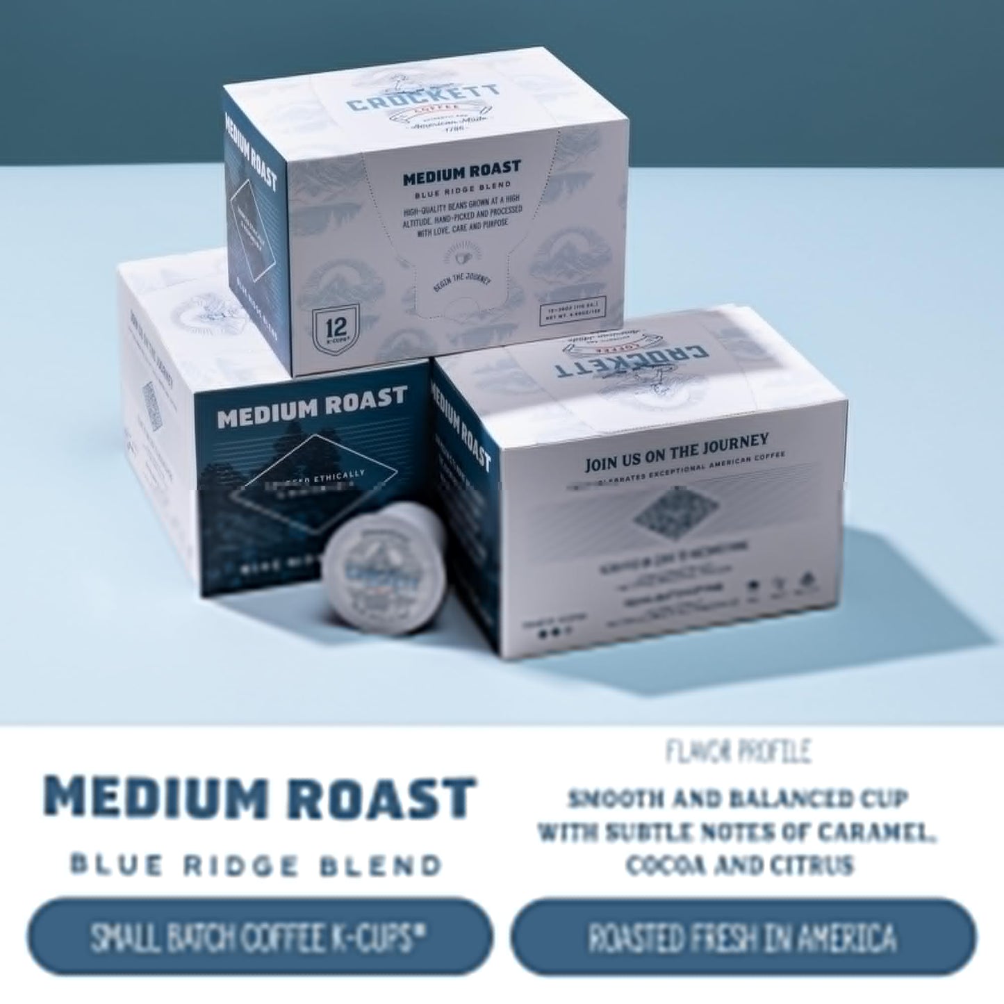 Crockett K Cups Coffee - Smooth Medium Roast Coffee Pods with Balanced Flavor, Clean Finish & All Day Energy - Convenient Single Serve for Reliable