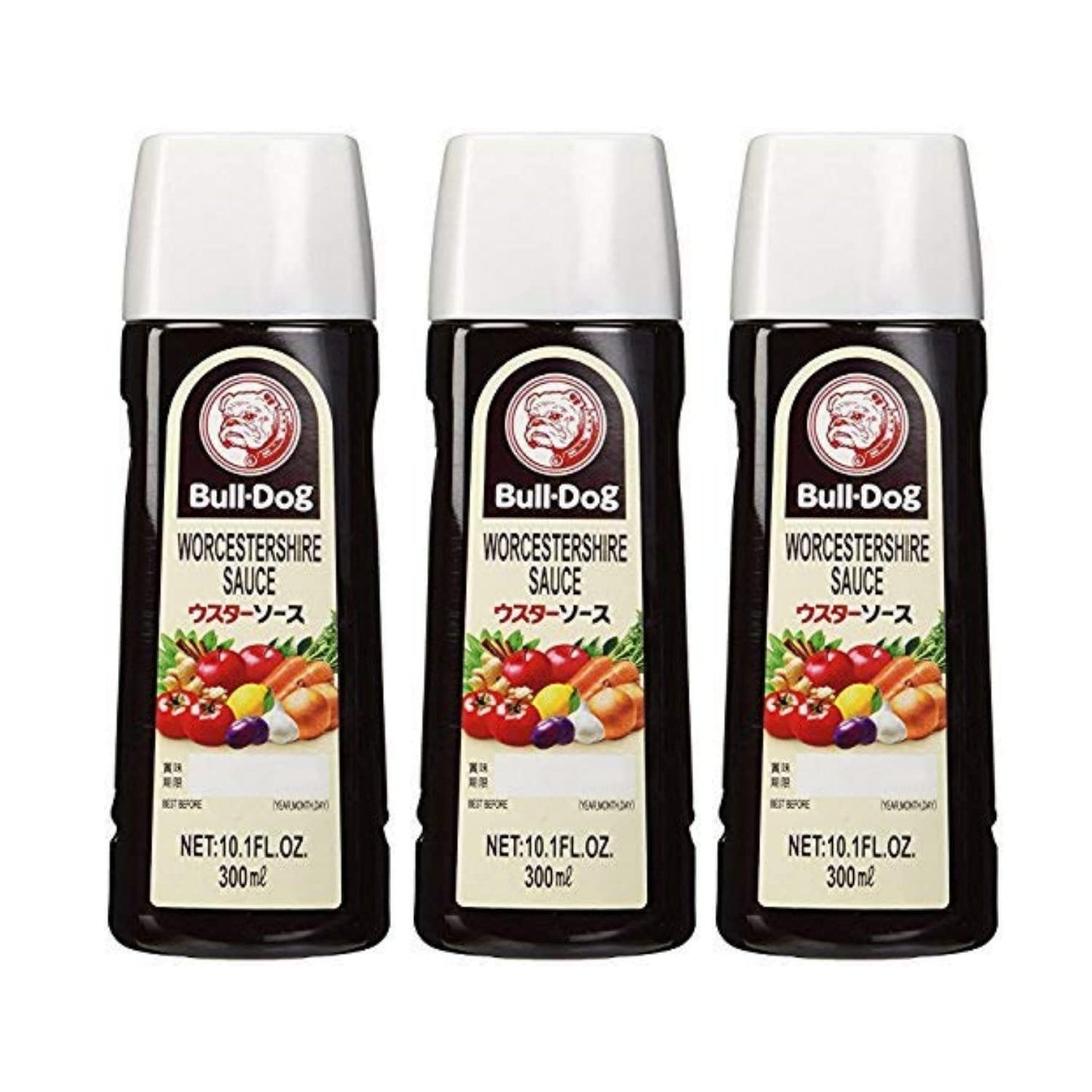 Bull-Dog Sauce, 10.1 Fl Oz Each, Assort 3 kinds (Tonkatsu, Worcestershire, Semi-Sweeet) (Worcestershire (Pack of 3))