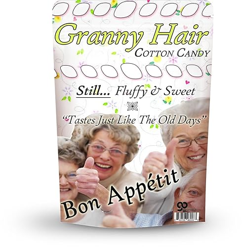 Blue Granny Hair Cotton Candy - Unique Candy Gag Gifts - Silly Stocking Stuffers - Funny Sweet Candies - Granny Gifts - Retirement Gift by Gears Out