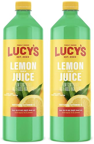 Lucy's Family Owned - 100% Lemon Juice 32oz. Bottle (2 PACK)