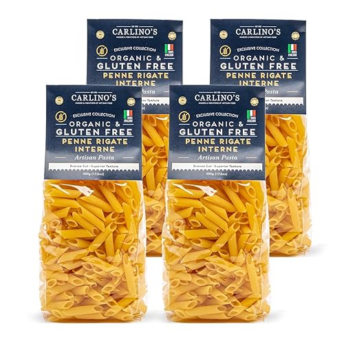 Carlino's Gluten-Free Penne Rigate Interne| Organic Corn and Rice Flour | Bronze Die Cut | Air Dried | Sugar-Free | Superior Texture, USDA Organic