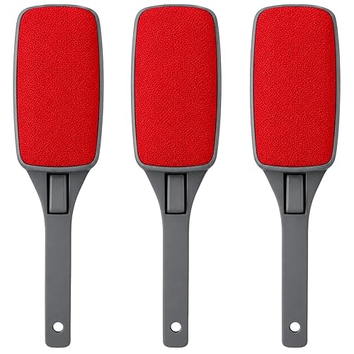 3-Pack Reusable Lint Brush for Clothes, Double Sided Pet Hair Remover Brush with Swivel Head, Fabric Lint Remover for Couch, Furniture, Bedding