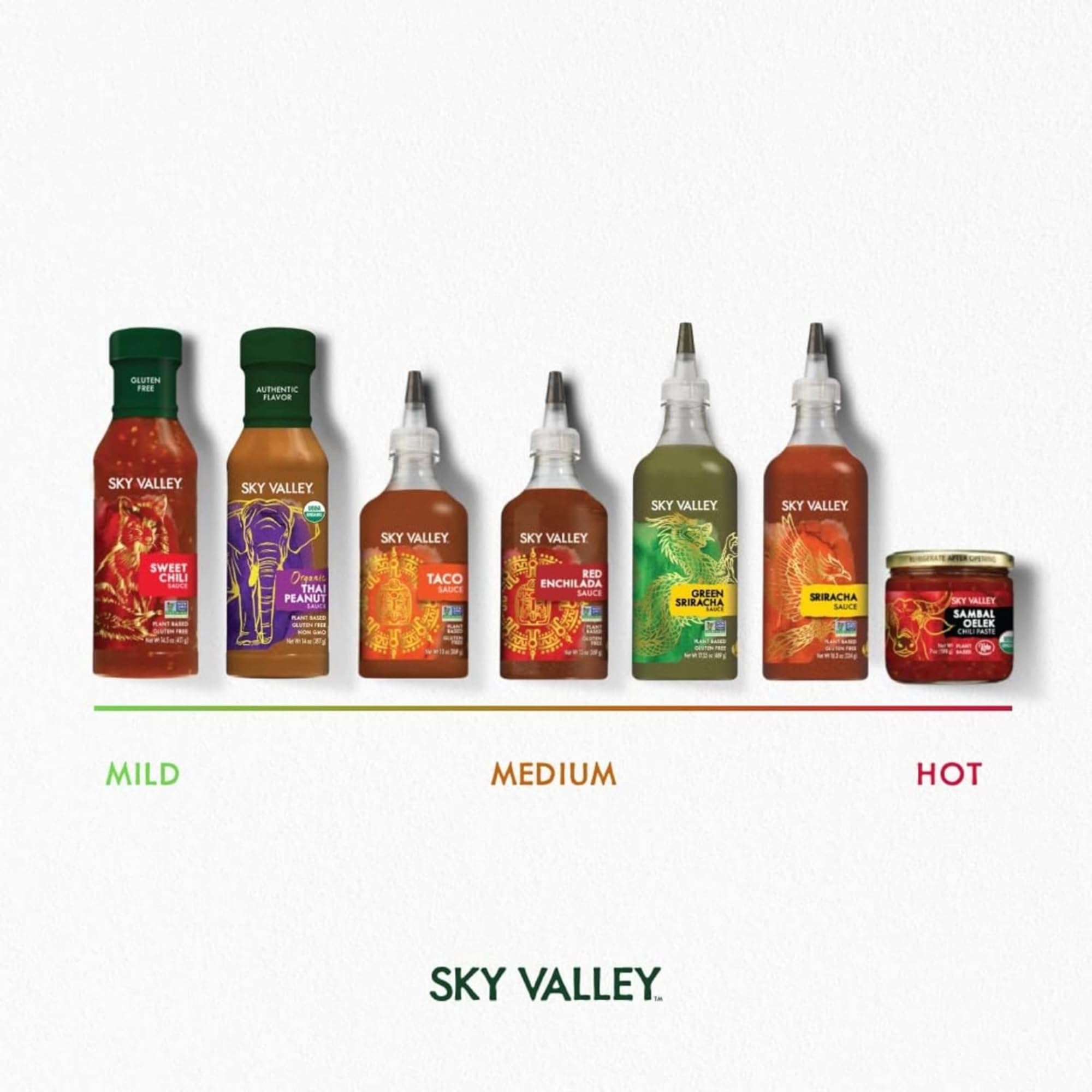 Sky Valley Green Sriracha Sauce - Spicy Green Sriracha Hot Sauce, Lime, Jalapeno Pepper, Cilantro, Plant Based, Vegan - 17.25 Oz Each, (Pack of 2)