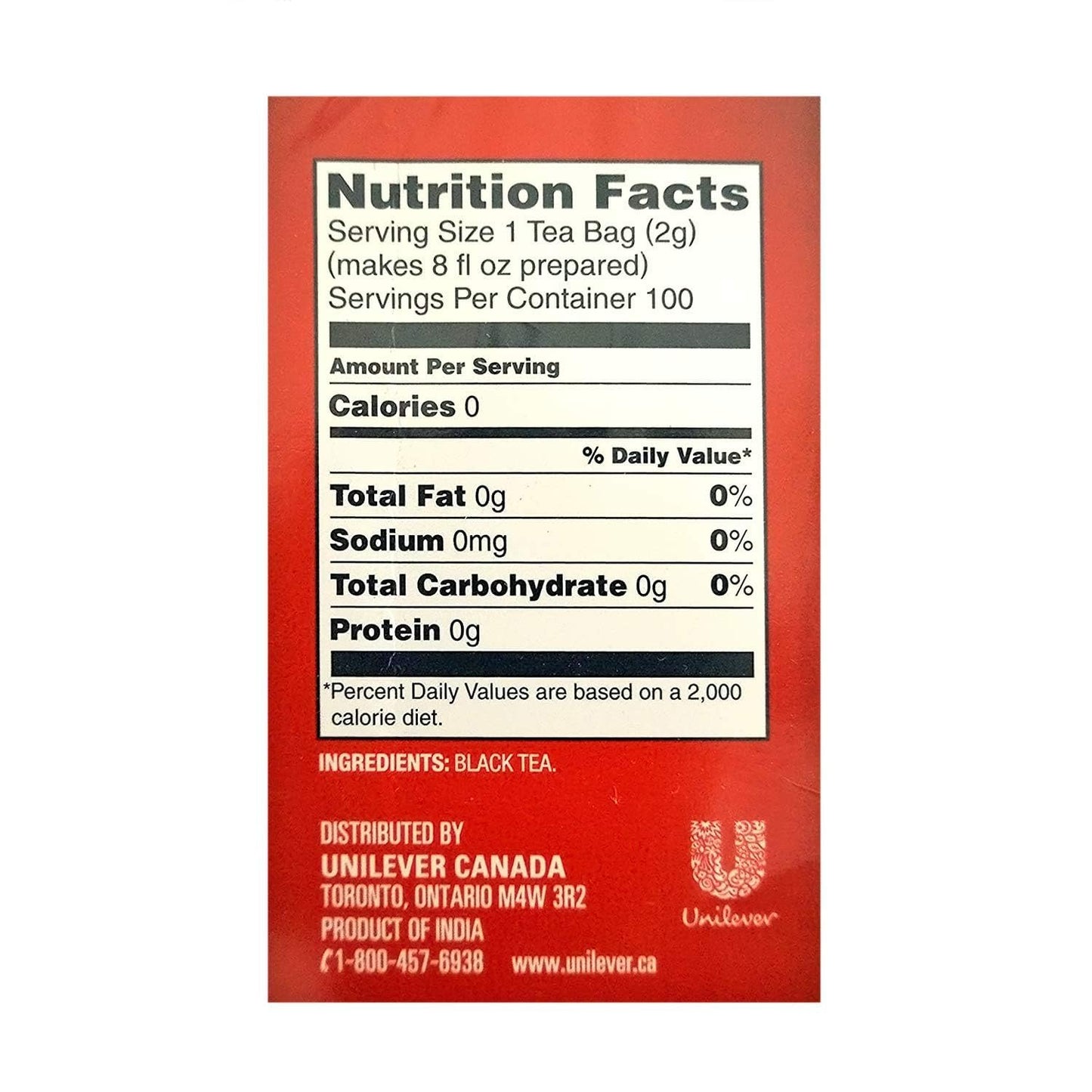 Brooke Bond Red Label Black Tea, 100 Tea Bags, Fine Quality, 7 oz(200g) - Unilever