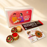 LOVENSPIRE Designer Mandala Seed Rakhi Gift Hamper for Brother - Includes Plantable Rakhi Bracelet, Haldi Kumkum Holder, Chocolates, Roli Chawal