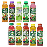 OKF Aloe Vera King Drink, Flavors includes Coco, Original, Grape, Mango, Pineapple, Watermelon, Pomegranate, Gold Kiwi, Peach, and Strawberry (10