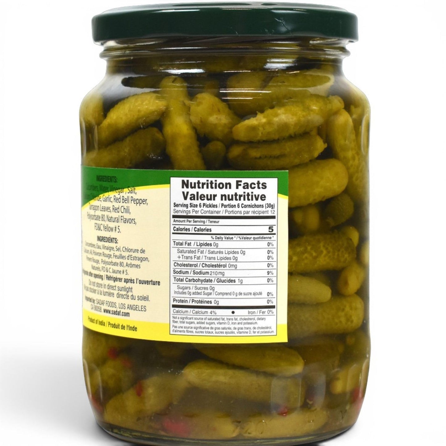Sadaf Mini Cornichons Pickles - Cucumbers Pickles for Cooking & Snacking - Mini Cucumbers Pickled - Gluten Free - Non-GMO - Kosher - 24 oz Jar