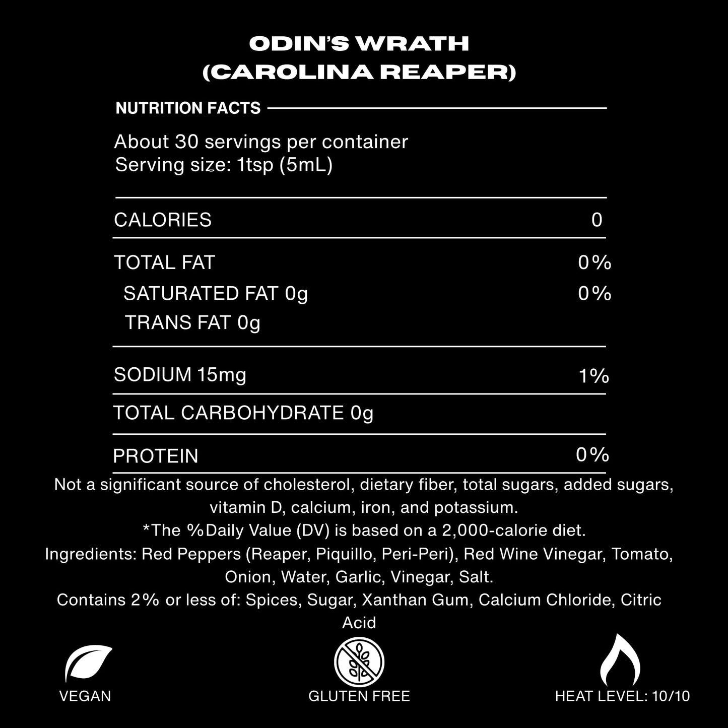 Odin's Wrath Original Gourmet Carolina Reaper Sauce | The Ragnarok Hot Sauce Co. | Fiery Blend of Carolina Reaper, Peri Peri, & Piquillo Peppers | 5