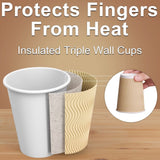 Hot Paper Cups_12 oz Disposable Insulated Corrugated Sleeve Ripple Wall Paper Cup 100 pcs,12oz Cups for Drink?Hot Coffee Cups (Brown)