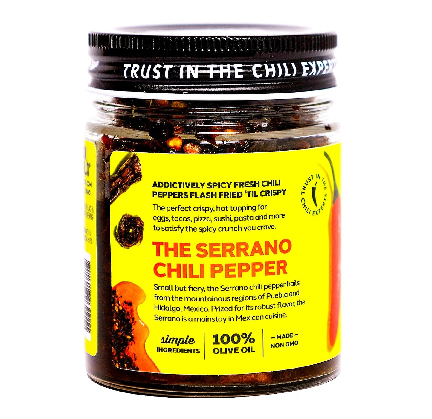 Don Chilio Medium Heat Serrano Mexican Chile Crisp, 5 oz, 3 Pack - Crunchy Sliced Serrano Fried Chili Peppers in Hot Seasoned 100% Olive Oil