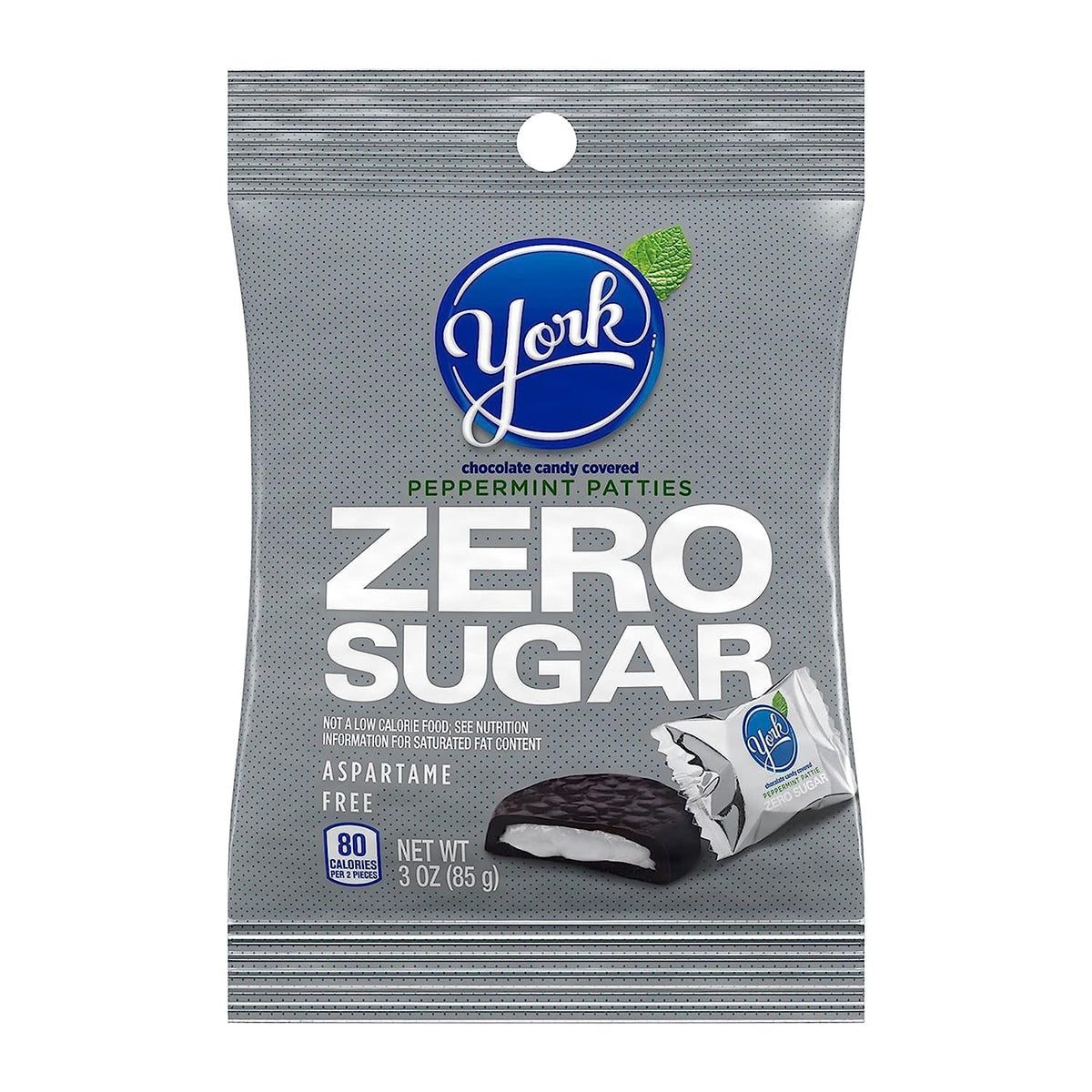 Zero Sugar Peppermint Patties - Chocolate Covered Mint Candy, Aspartame Free, 3 oz Bag (Pack of 6)