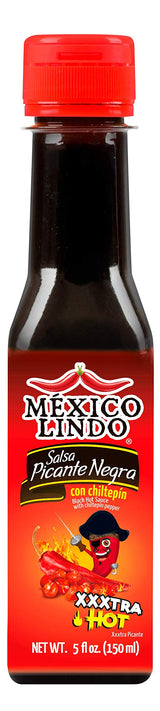 Mexico Lindo Picante Negra Xxxtra Hot Sauce | Scoville Unit Level 80,000 | Sugar Free | 5 Fl Oz Bottle (Pack of 1)