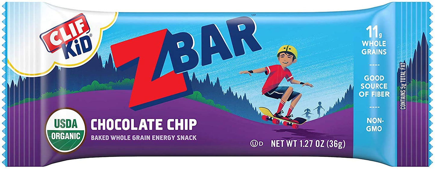 Clif Kid ZBAR - Organic Granola Bars - Chocolate Chip - (1.27 Ounce Energy Bars, Lunch Box Snacks, 18 Count)