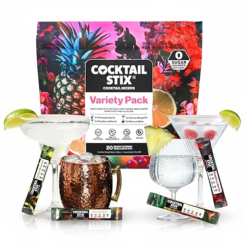 Cocktail Stix Zero Sugar Variety Pack - Cocktail & Mocktail Drink Mixer - Skinny Mixes - Water Flavoring Packets - Vegan - No Calories, No Carbs, No