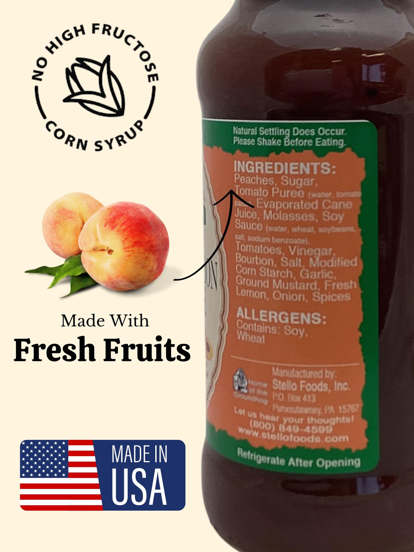 Rosie's Peach Bourbon Barbeque Sauce 13oz