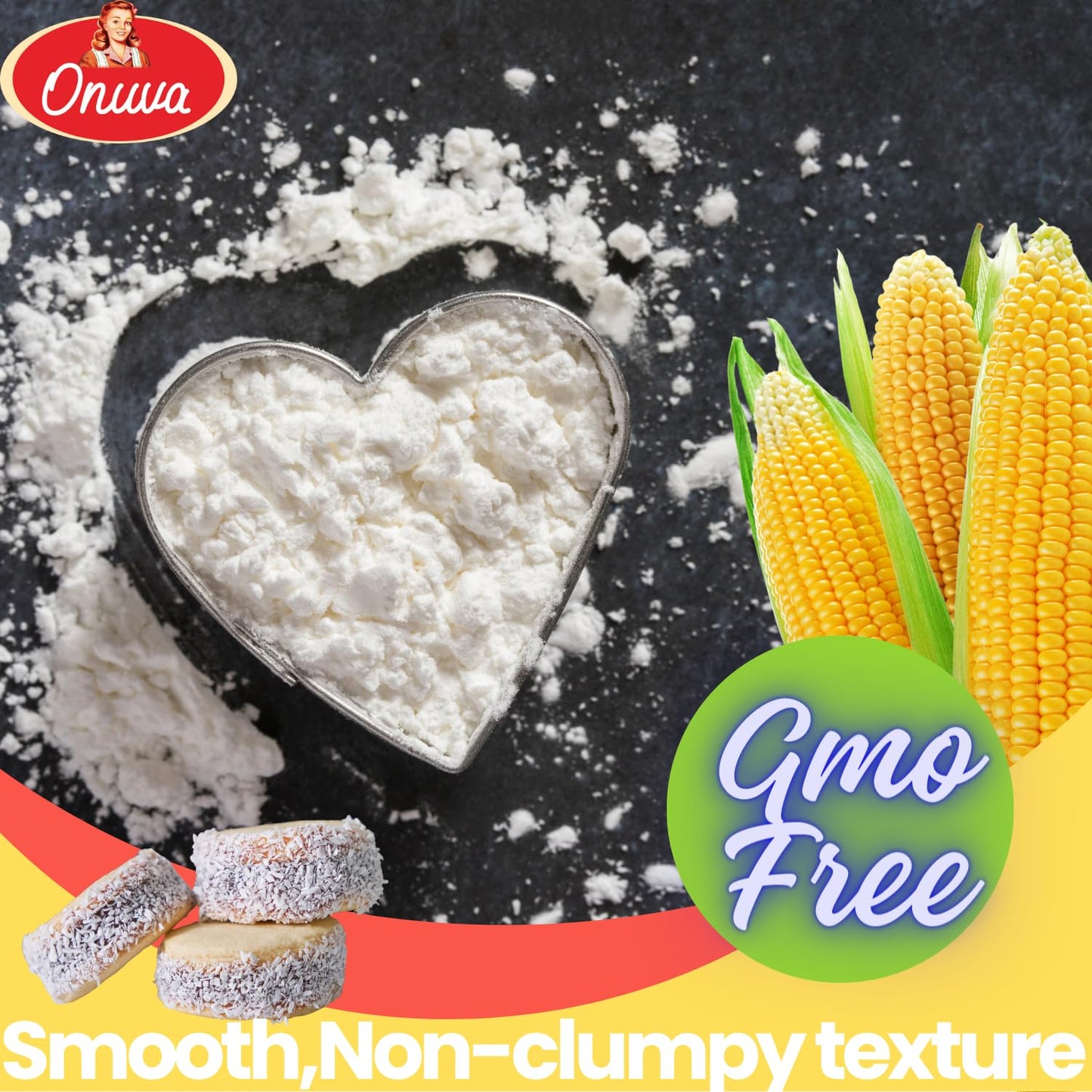 Corn Starch by Onuva - 5 lbs, (2,3 kg) - Gluten Free - Vegan - Thickener For Sauces, Soup, & Gravy