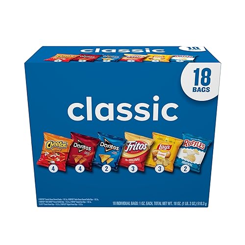 Frito-Lay Snacks Variety Pack, Classic Mix, Single Serve Snack Bags, (18 Pack), Ruffles, Fritos, Cheetos, Lay's, Doritos, Chips