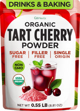 Organic Tart Cherry Powder, 0.55 Lb - 100% Natural Juice Extract, Sweet Tangy Flavor Great for Drinks, Smoothies & Baking - Rich in Antioxidants