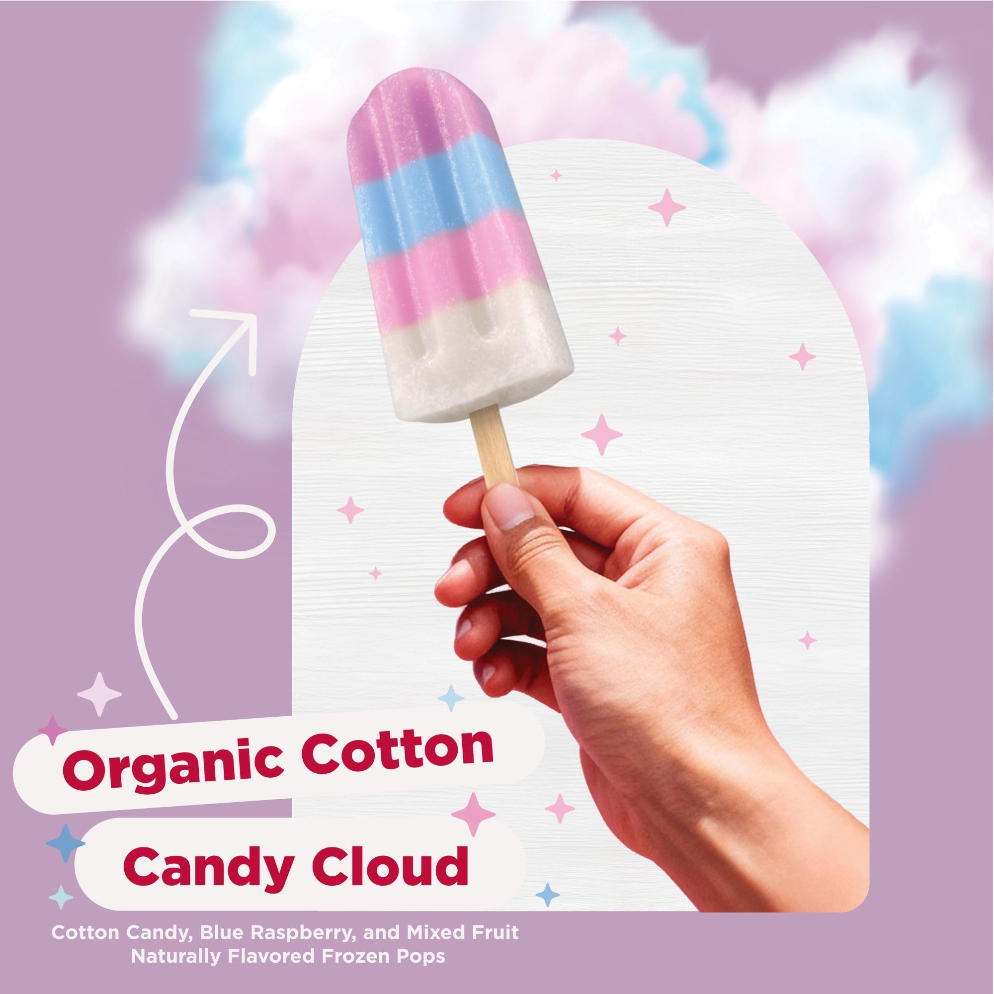 JonnyPops Organic Cotton Candy Cloud Frozen Pops 8ct