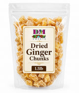 Dried Ginger Chunks - 1.5 lb Bulk Bag of Spicy Sweet Ginger Pieces for Snacking, Baking, Tea, Trail Mix