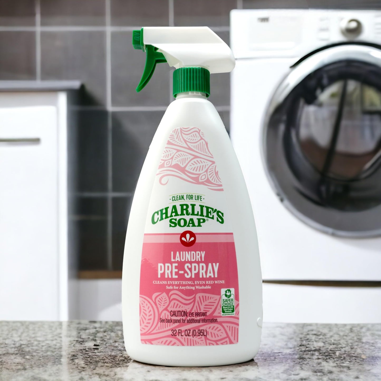 Charlie's Soap Laundry Pre-Spray Stain Remover Refill (128 fl oz), Natural Laundry Pretreat and Stain Remover