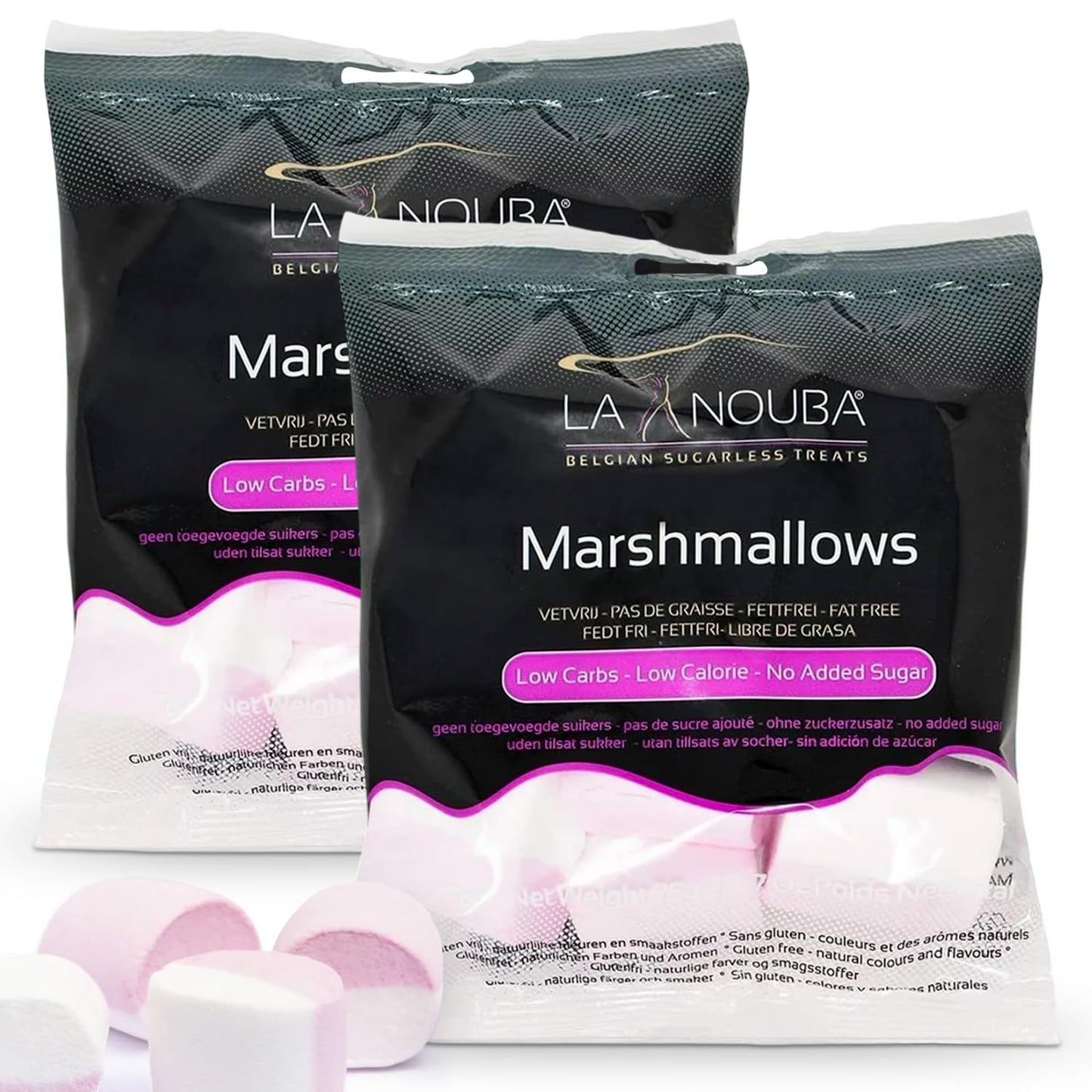 La Nouba Sugar Free Marshmallows, Keto Friendly, Zero Sugar, Low Carb, Perfect for Smores, Hot Chocolate & Baking, Gluten Free, Fat Free, 2 Pack (2.7