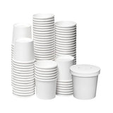DHG PROFESSIONAL 250 Sets White Paper Food Containers With Vented Lids, To Go Hot Soup Bowls, Disposable Ice Cream Cups (16oz)