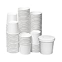 DHG PROFESSIONAL 250 Sets White Paper Food Containers With Vented Lids, To Go Hot Soup Bowls, Disposable Ice Cream Cups (16oz)