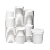 DHG PROFESSIONAL 250 Sets White Paper Food Containers With Vented Lids, To Go Hot Soup Bowls, Disposable Ice Cream Cups (16oz)