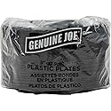 Genuine Joe Round Plastic Black Plates, 9" (Pack of 125)